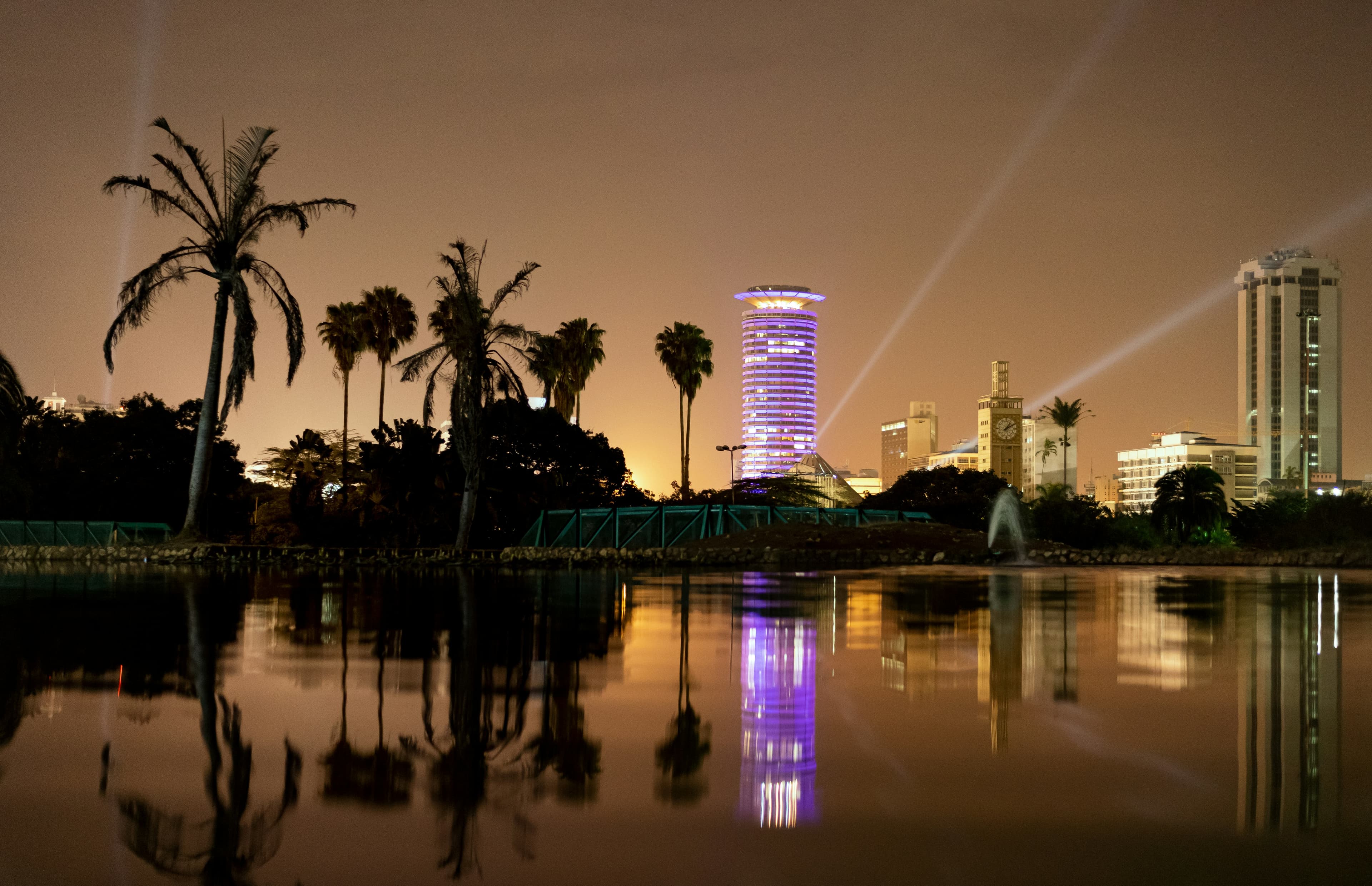 Nairobi city skyline view with Jomo Kenyatta International Airport access roads